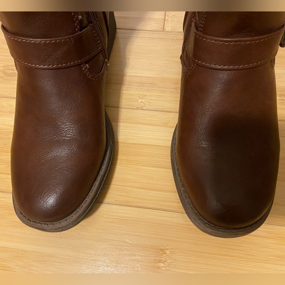 Brown Knee-High Equestrian Style Lace-Up Riding Boots Size 6 Vegan Leather - Picture 7 of 8